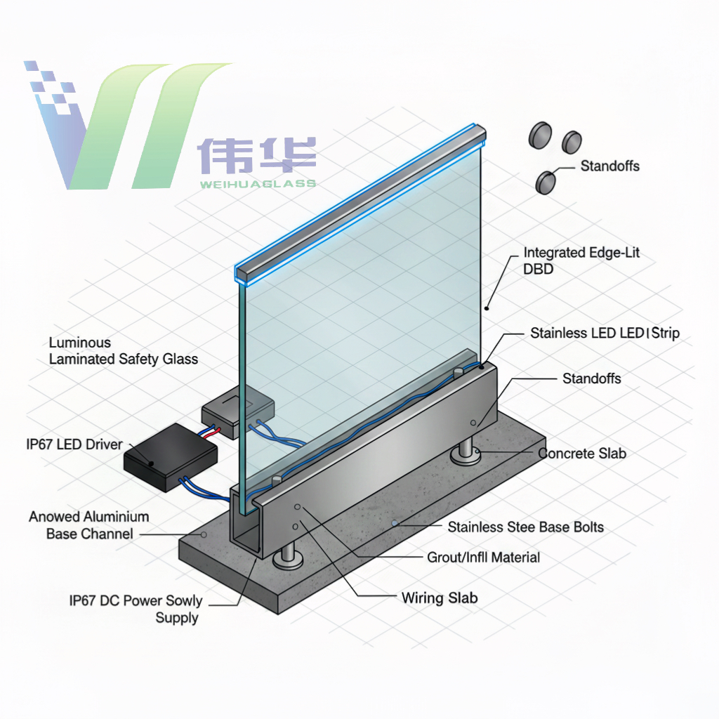 LED 发光 栏杆玻璃